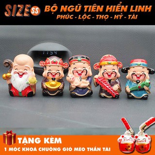 Bộ tượng Ngũ tiên hiển linh 5 thần Phúc Lộc Thọ Hỷ Tài Tượng mini trang trí Xe hơi Bàn làm việc
