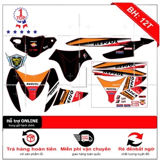 Tem rời dán xe click 110 repsol dán xe đen - Bi Decal