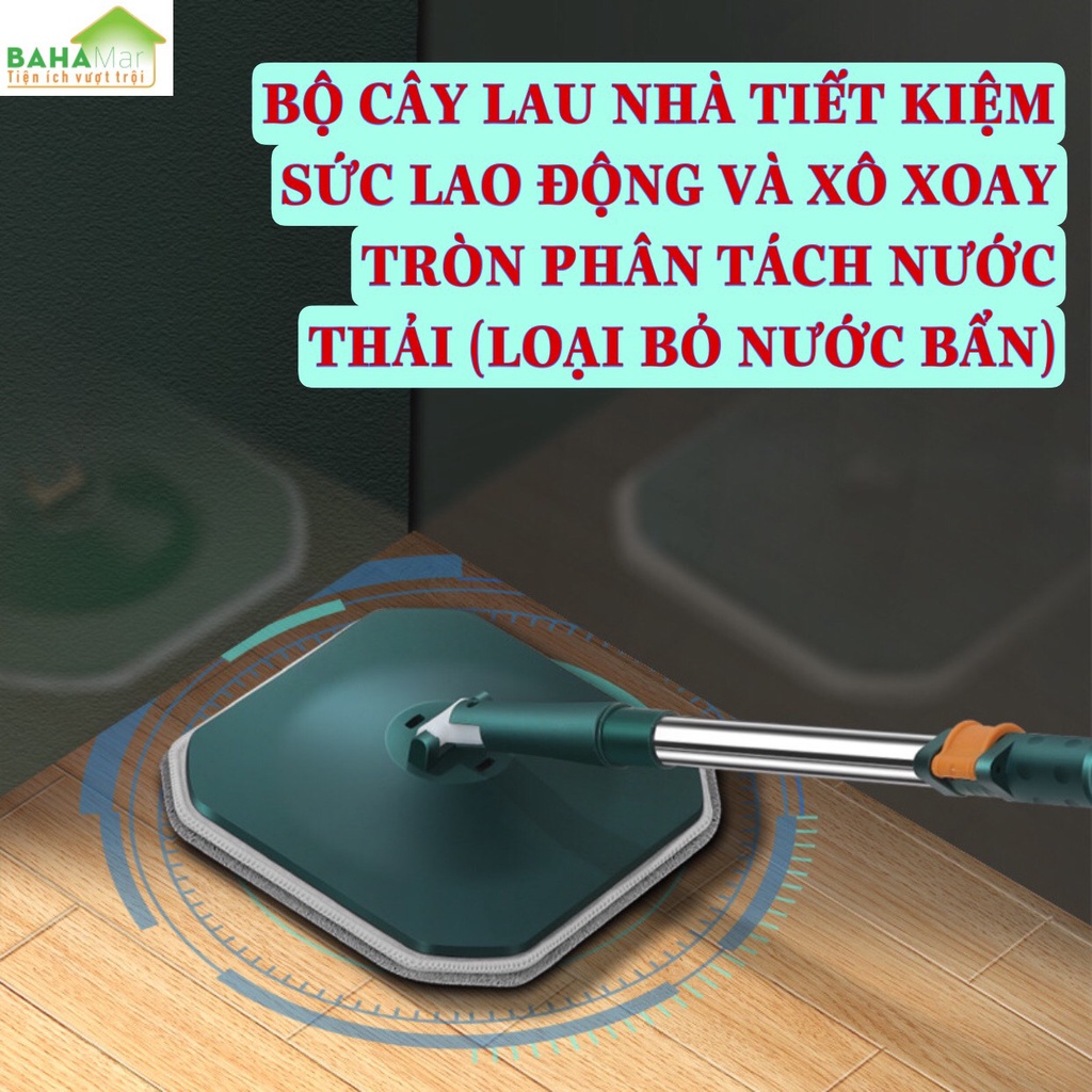 BỘ CÂY LAU NHÀ TIẾT KIỆM SỨC LAO ĐỘNG VÀ XÔ XOAY TRÒN PHÂN TÁCH NƯỚC THẢI  "BAHAMAR"