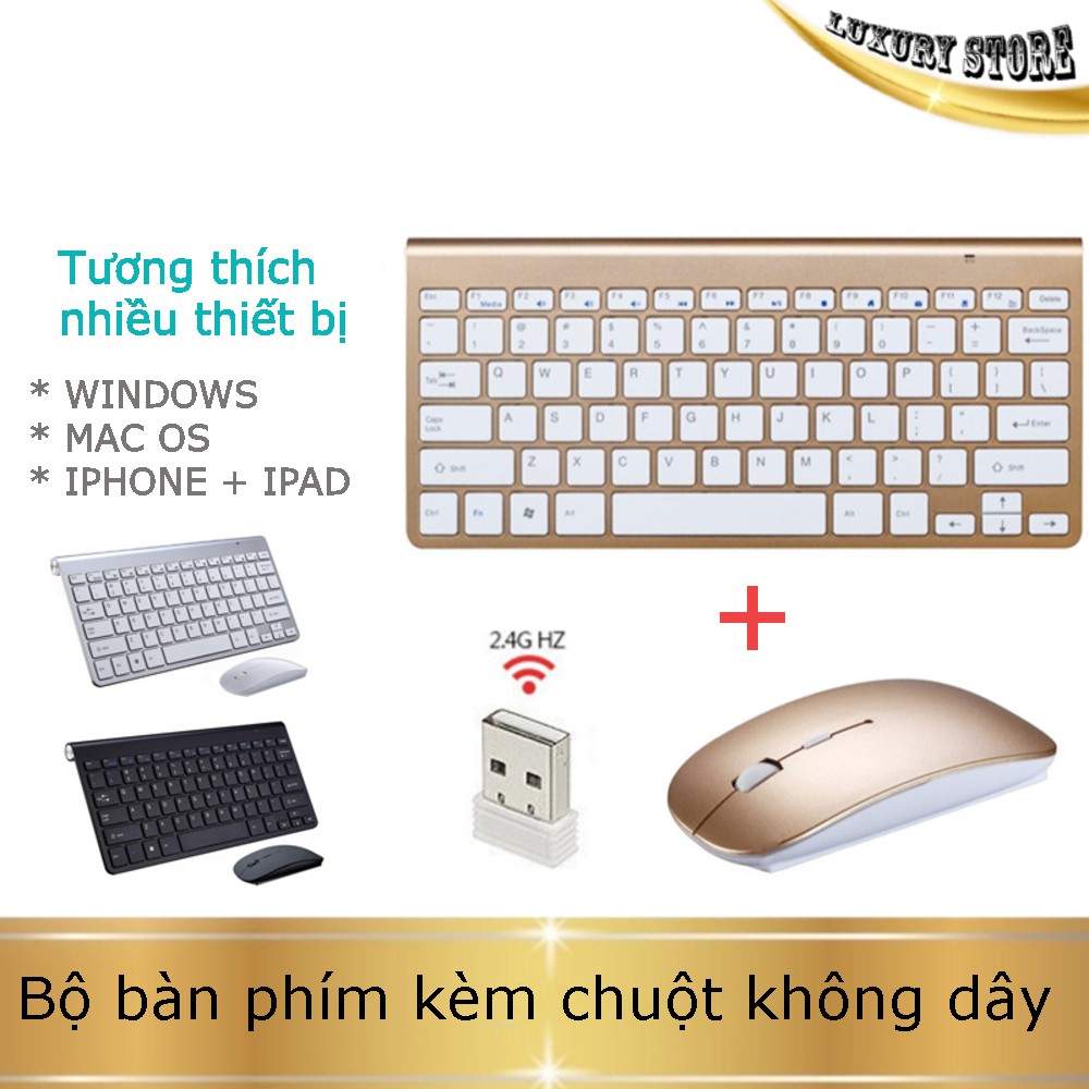 Bộ Bàn phím không dây kết nối bluetooth kèm chuột dành cho Laptop Macbook và Ipad VD001