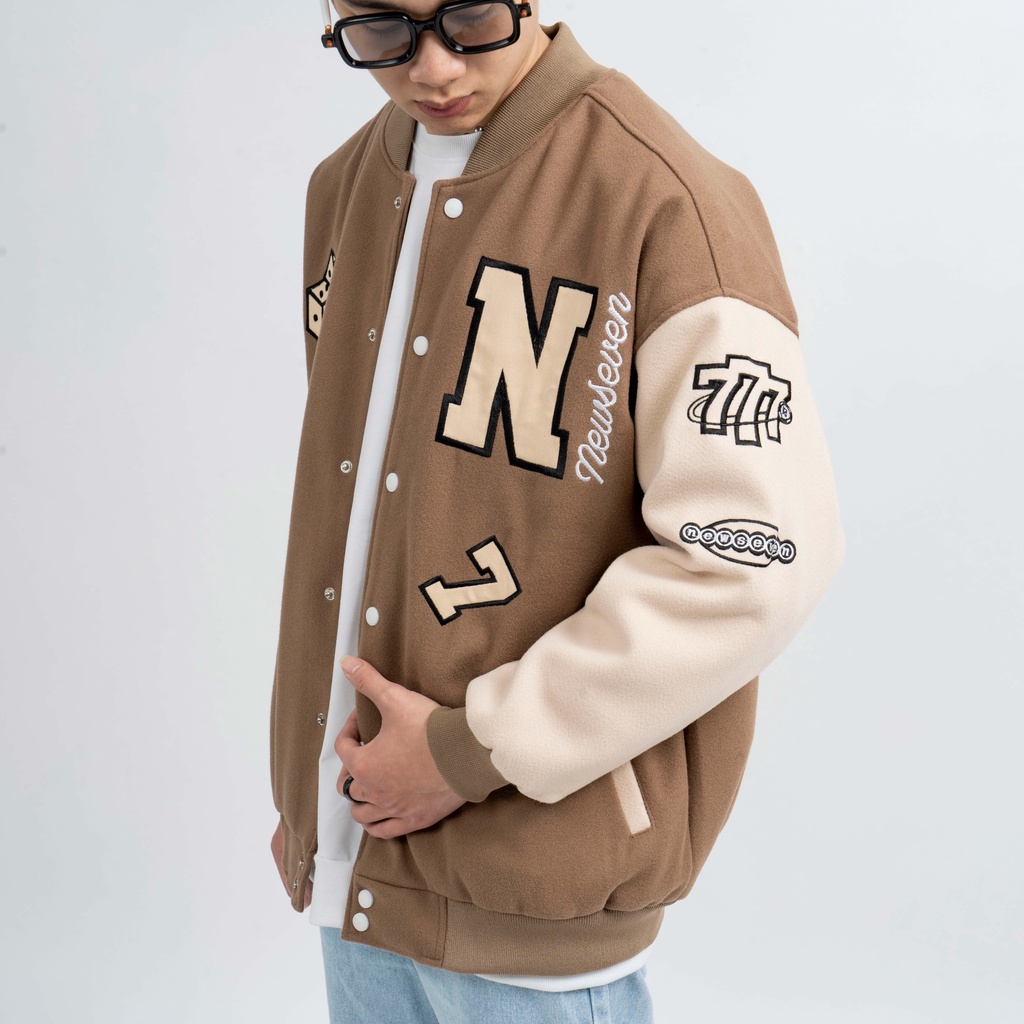 Áo Khoác Varsity Jacket Dạ N7 LUCKYSEVEN bomber bóng chày basic nam nữ form rộng Local Brand