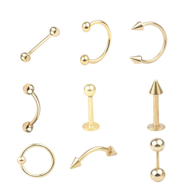 Set 9 Khuyên tai, môi, mũi, rốn Thép Titan 316L Không Rỉ - Bim's House