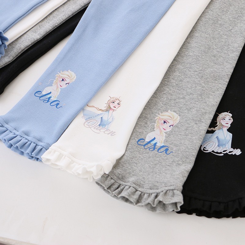 Quần Legging ELSA Dài  Bé Gái Vải Zip  Hàn Cao Cấp