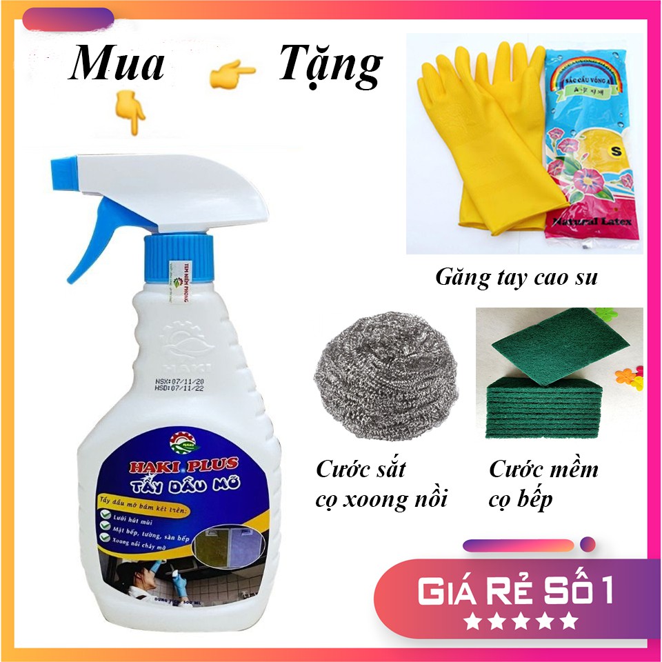 [Loại mạnh nhất] Tẩy dầu mỡ két lâu năm, vết cháy khét xoong nồi, hút mùi, bếp gas, bếp từ Haki Plus