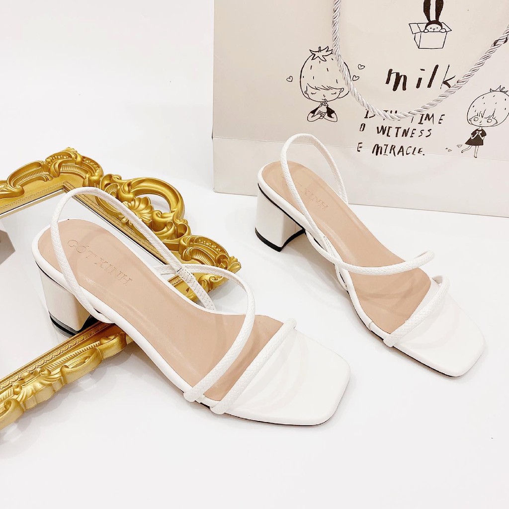 Sandal Gót Xinh GD18 Da Mềm Đế Vuông đế cao 5cm