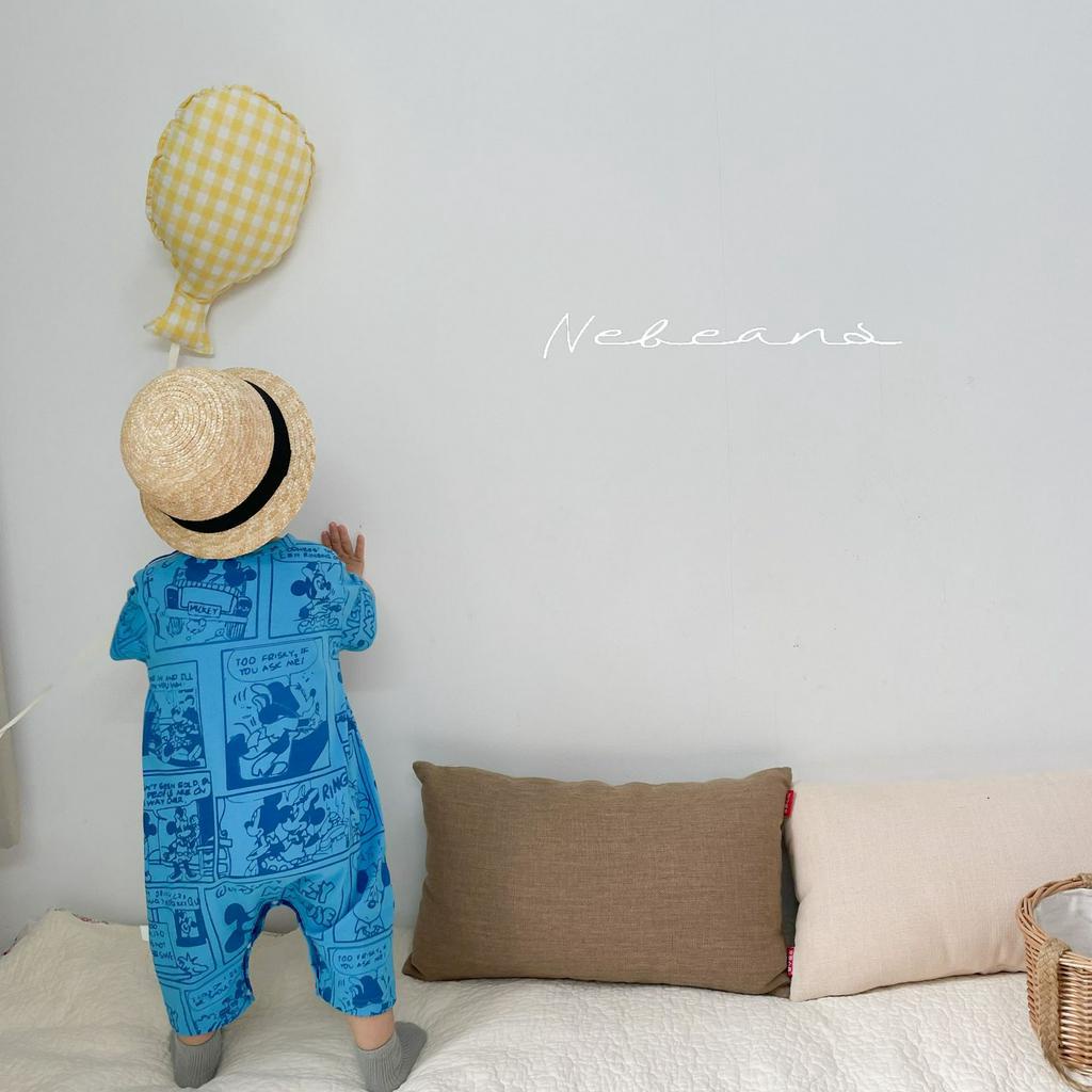 Bộ Áo Liền Quần Tay Ngắn Hoạ Tiết Hoạt Hình Đáng Yêu Cho Bé Trai