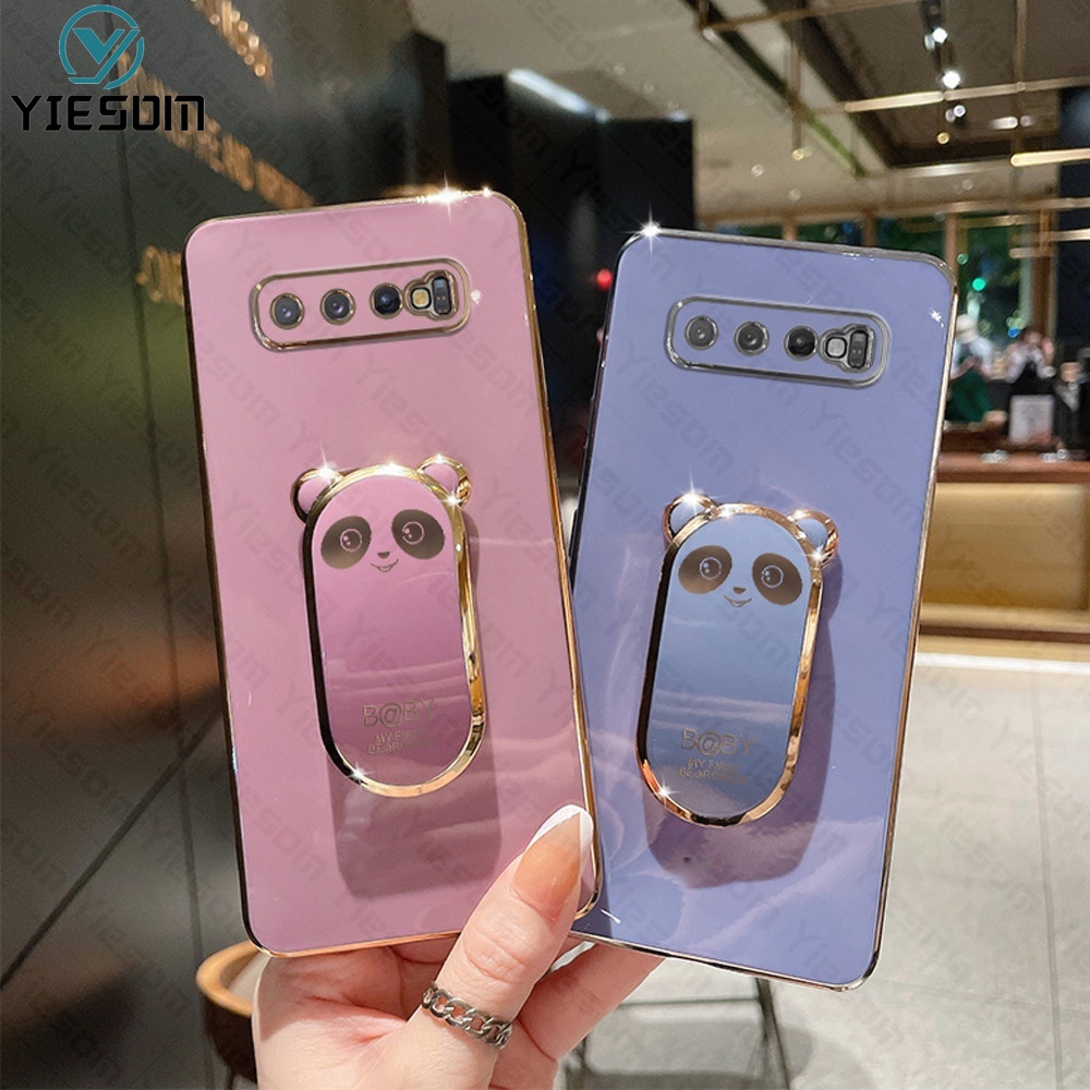 Ốp Điện Thoại Silicon Dẻo Họa Tiết Hoạt Hình Chú Gấu Kèm Giá Đỡ Cho Samsung Galaxy S10 S20 Plus S20 FE S20 Ultra