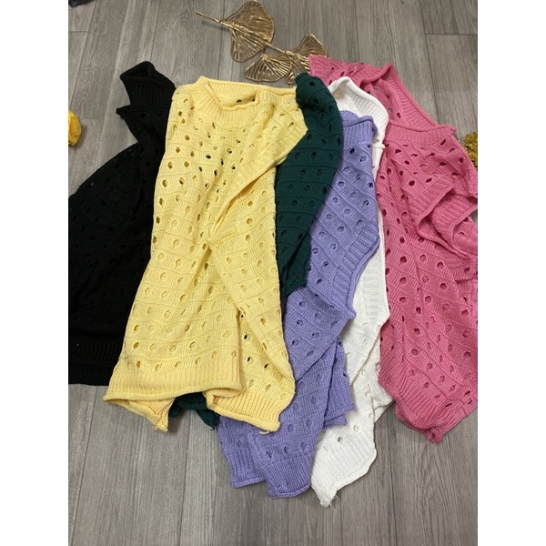 [HTSHOP]-Áo len đan ba lỗ kiểu lưới sexy phong cách retro HQ