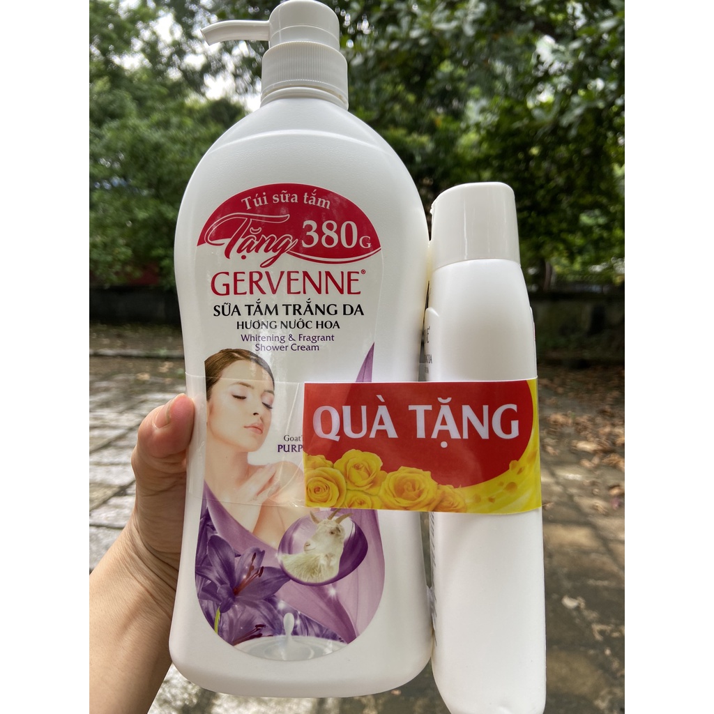 SỮA TẮM SỮA DÊ HƯƠNG NƯỚC HOA GERVENNE 900ML TẶNG TÚI 380G