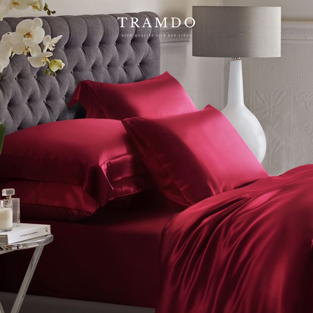 Bộ Chăn Ga Gối Lụa Cao Cấp NITE9SILK TRAMDO BEDDING Màu Đỏ