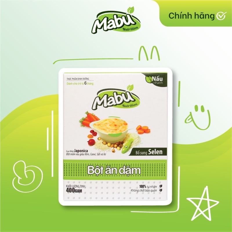 BỘT/ CHÁO NẤU ĂN DẶM MABU 400g (phù hợp ăn dặm truyền thống, kiểu Nhật, tập xúc)