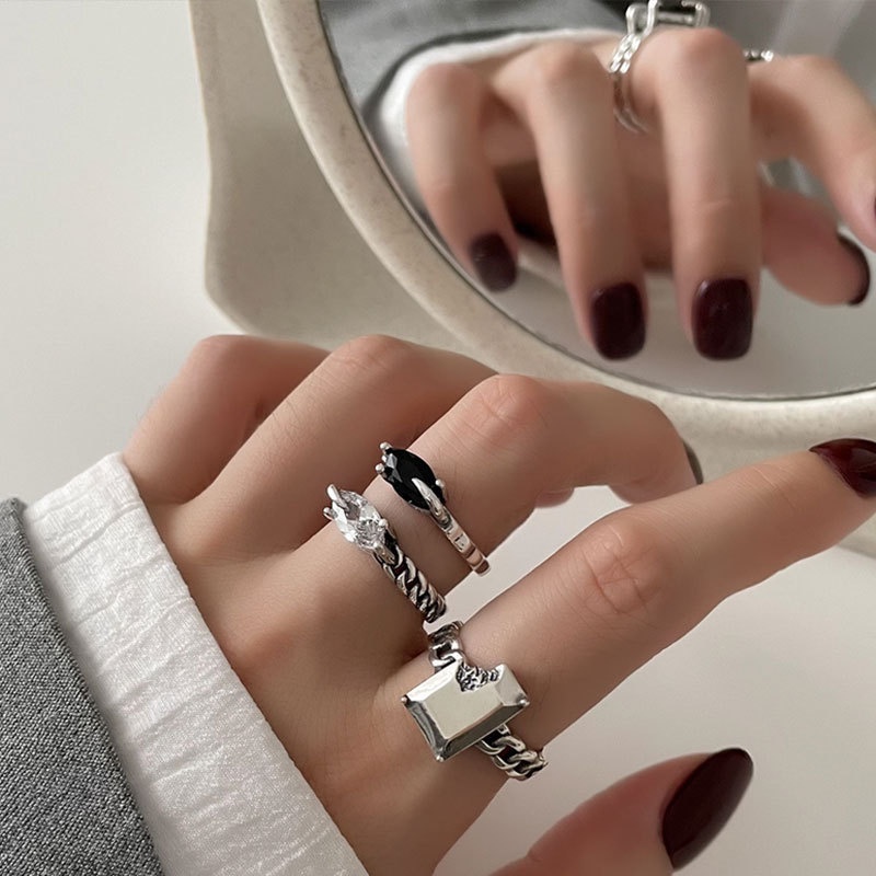 Nhẫn Đính Đá Zircon Phong Cách Cổ Điển Thời Trang
