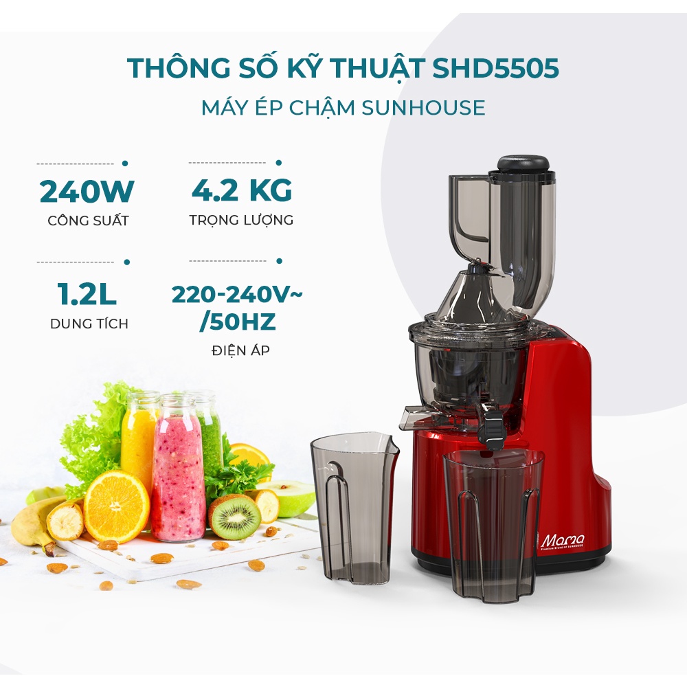 Máy ép hoa quả, trái cây. Máy ép chậm SUNHOUSE MAMA SHD5505