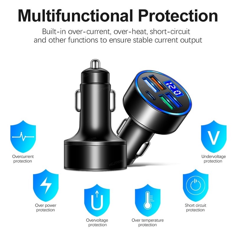 Bộ Sạc Điện Thoại Di Động Đa Năng 4 Cổng USB Bằng ABS Chống Trầy Xước Cho Xe Hơi 1 Cái