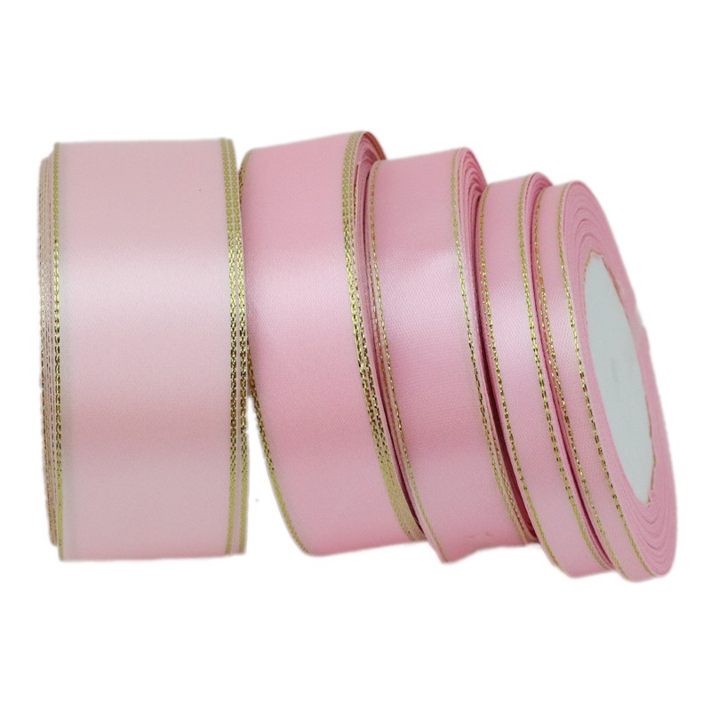 Cuộn ruy băng vải satin màu hồng 25 yards trang trí giáng sinh cỡ 6/ 10/ 25/ 40mm