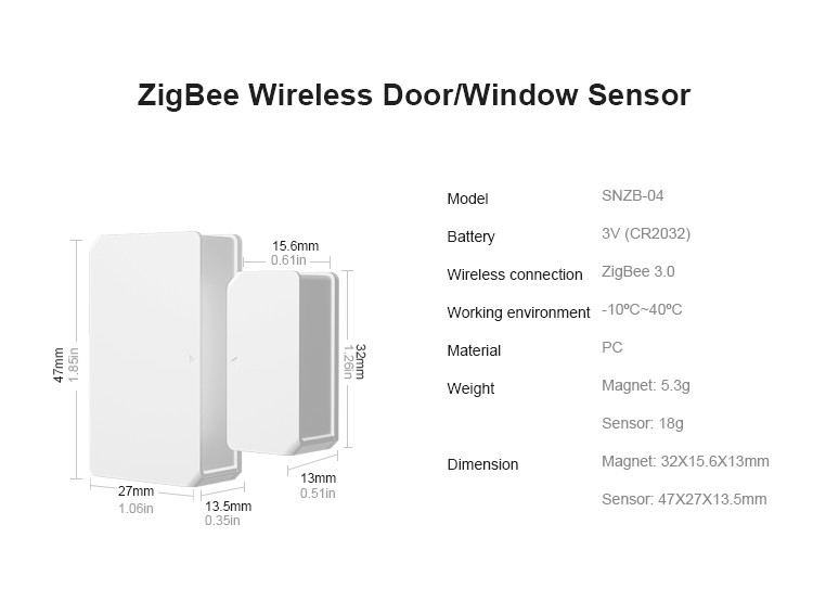 HOT sales SONOFF SNZB-04 ZigBee Wireless Door/Window Sensor Detector On/ Off Alert Notification via eWeLink APP Smart Home Securit COOLMALL