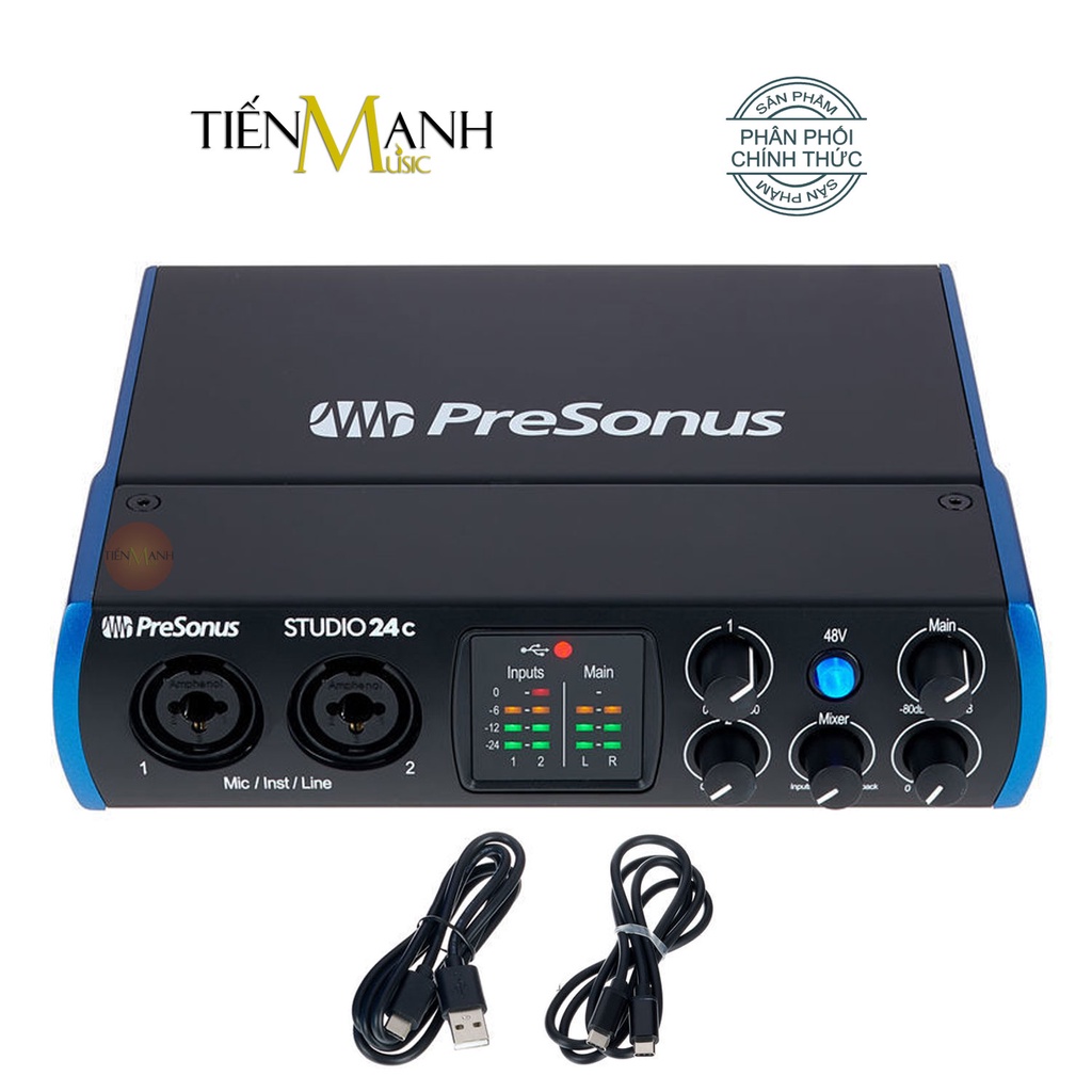 Soundcard Presonus Studio 24C - Sound Card Bộ Thu Âm Thanh và Livestream Audio Interface 24 C