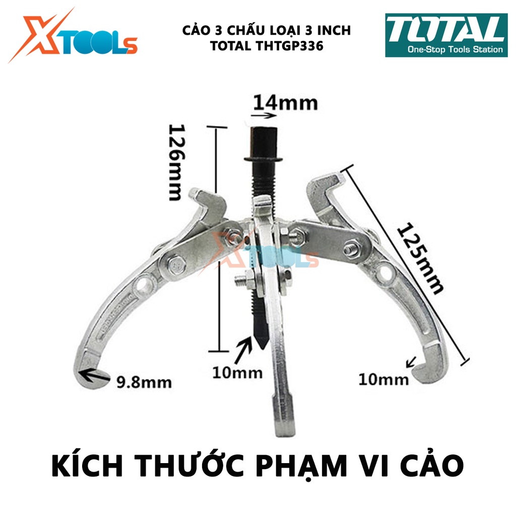 Cảo 3 chấu 3 inch TOTAL THTGP336 | cảo thủy lực Kích thước 3&quot;, Lực cảo tối đa 3000 kg, chất liệu bằng Cr-V, chịu nhiệt c