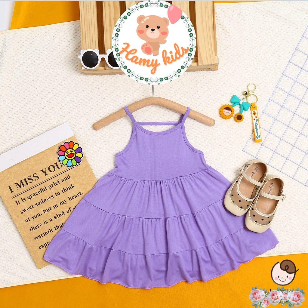 Váy Đầm Dây Minky Mom Chính Hãng Chất Vải Thun Lạnh Mịn Mát Cho Bé 0-5 Tuổi Dưới 20kg - Hamykids