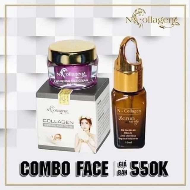 Combo whitening face cream + serum cao cấp ncollagen