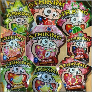 Combo 12 gói kẹo nổ Striking Popping Candy Hồng Kông 30g (gói to có 20 gói nhỏ bên trong)