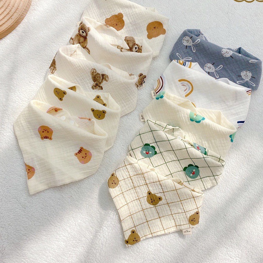 Yếm tam giác, yếm xô muslin, yếm dãi, khăn ăn dặm cho bé thoáng mát, thấm hút cực nhanh mesocshop