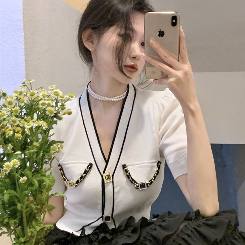 COZOK Áo Cardigan Dệt Kim Tay Ngắn Dáng Ôm Thời Trang Dành Cho Nữ