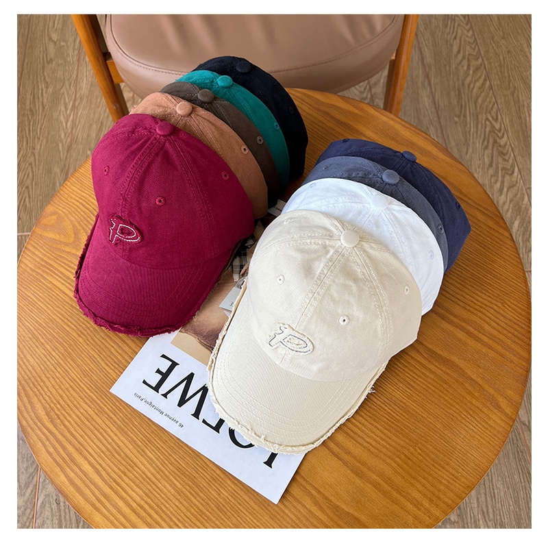 Mũ Lưỡi Trai Mềm Màu Cà Phê In Chữ P Kiểu Hàn Quốc Thời Trang Thu Đông Cho Nam Và Nữ