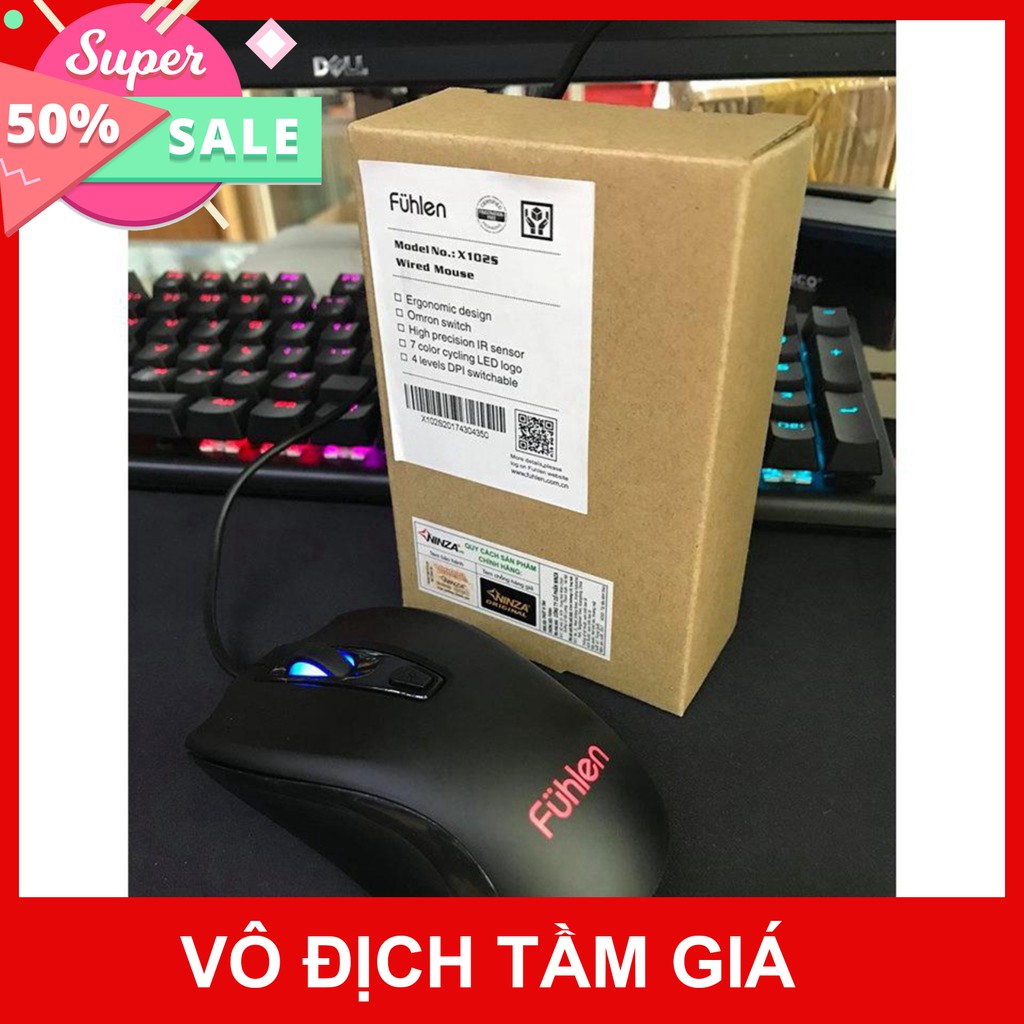 Chuột Fuhlen X102S - Chuột gaming độ bền bất tử - Màu đen - Có đèn led - Chính hãng - Có tem chống hãng giả - BH 2 năm