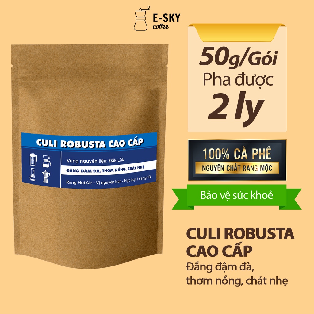 Set 7 Loại Mẫu Thử Cà Phê Rang Xay Nguyên Chất E-sky Coffee Cafe Pha Phin 350gr