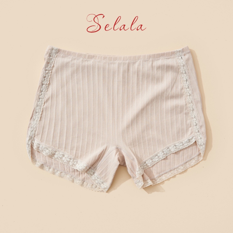 Quần Mặc Váy Selala Gân Tăm Phối Viền Ren Sexy QV05