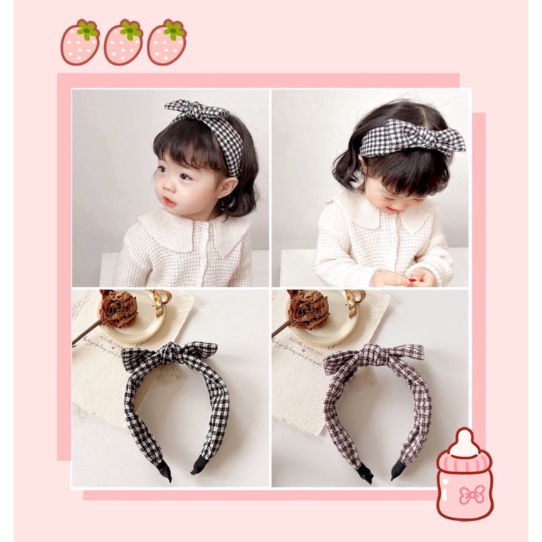 Bờm vải dạ caro dễ thương cho bé