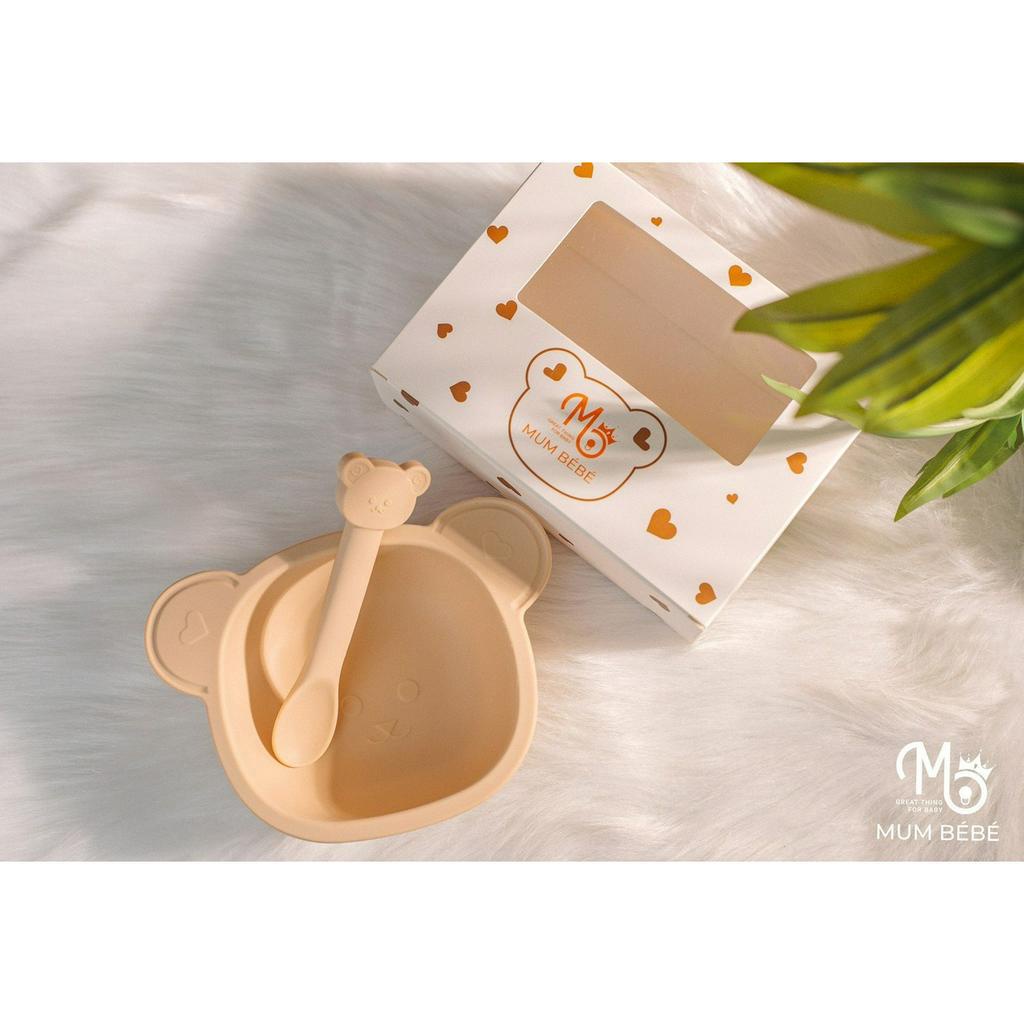 Combo bát thìa gấu silicon mumbebe
