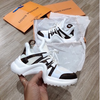 Giầy LV trắng nâu 1:1 CAO CẤP [ Freeship + Box Giấy Gói ]