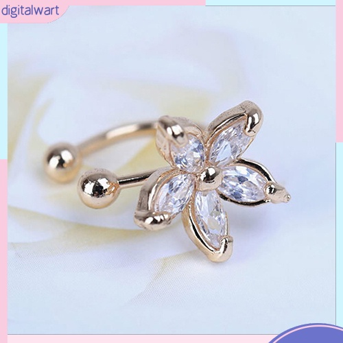 Khuyên kẹp vành tai đơn thiết kế bông hoa đính đá lấp lánh sang trọng cá tính dành cho nữ