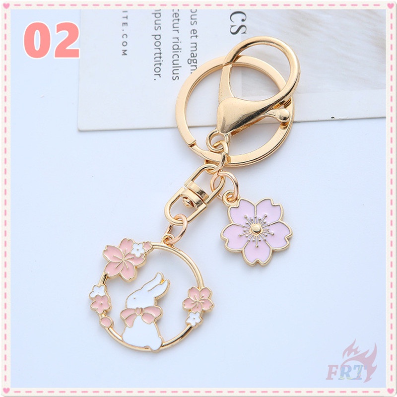 Móc khóa trang trí túi xác hình thỏ hoa đào 5 kiểu tùy chọn dễ thương