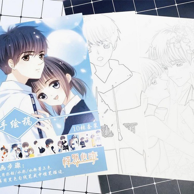 Tranh tô màu Con tim rung động tập bản thảo phác họa