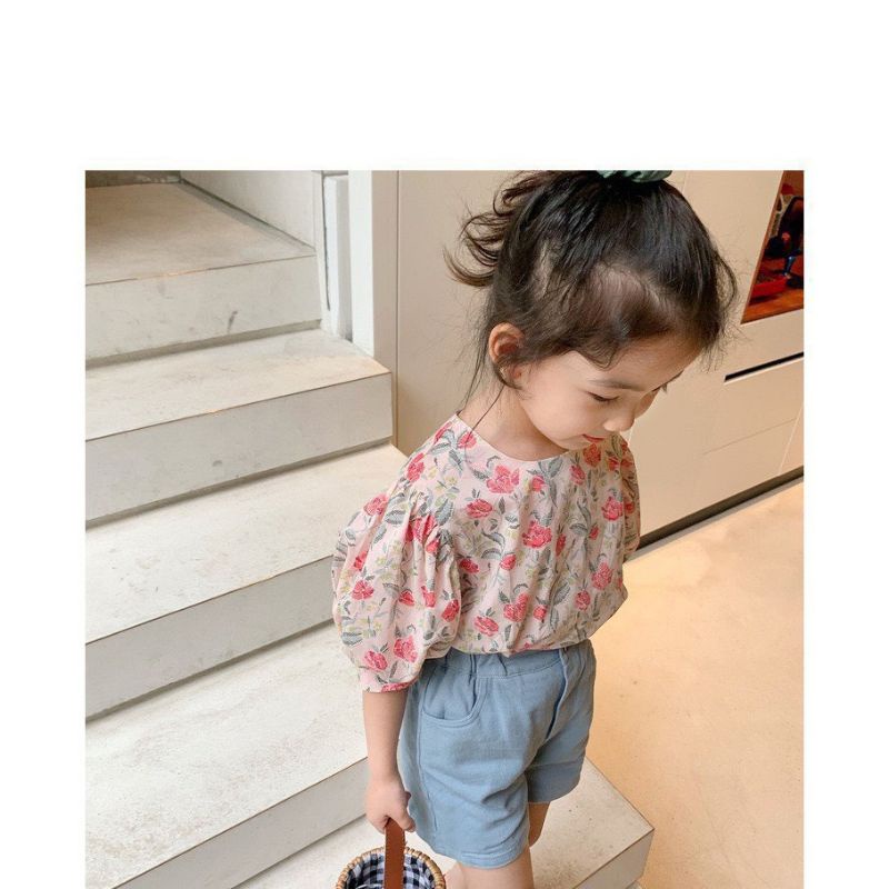 ÁO SƠ MI VOAN HOA TAY BỒNG CHO BÉ GÁI