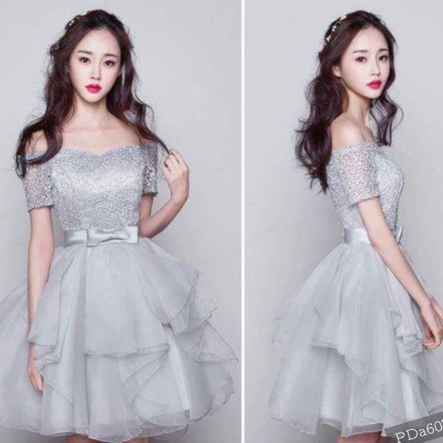 Đầm xoè trễ vai đính nơ cực xinh [MẪU HOT]