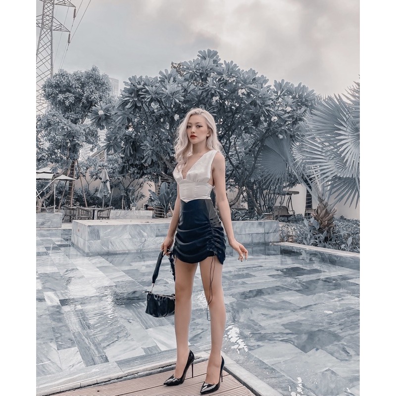 váy lụa rút hình thật 100%