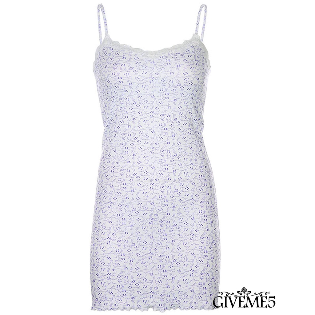 Đầm Dây Nữ Lưng Cao Cổ Chữ V In Hoa Thời Trang Xinh Xắn