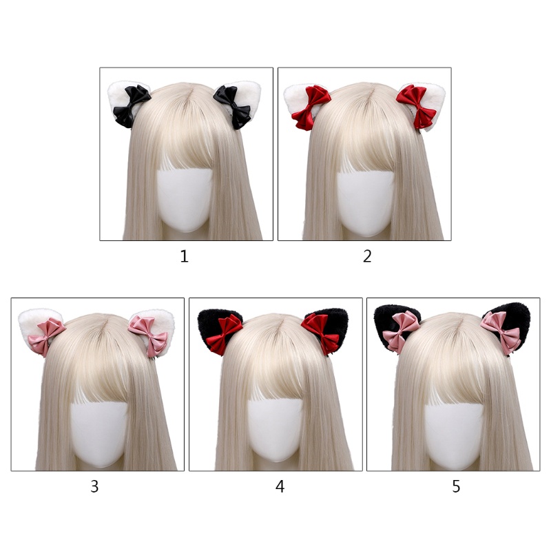 Kẹp Tóc Hình Tai Mèo Hoạt Hình Đính Nơ Tam Giác Đáng Yêu