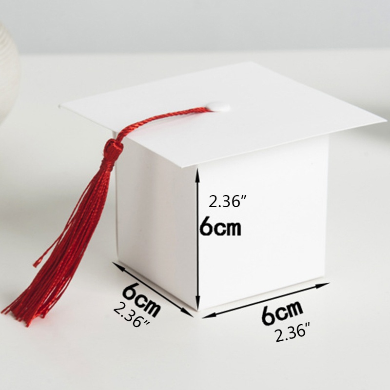 Set 24 Hộp Giấy Đựng Kẹo Tốt Nghiệp Màu Trắng Đen Xanh