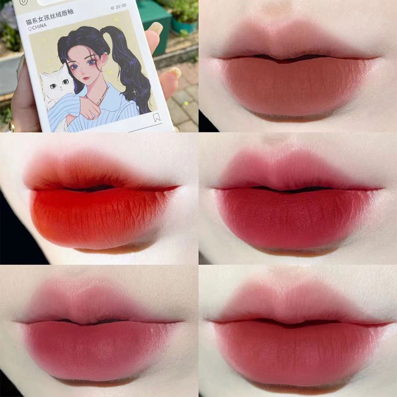 ✨✨Set 5 son môi Herorange mềm mịn như nhung thiết kế hình hộp thuốc in họa tiết hoạt hình độc đáo