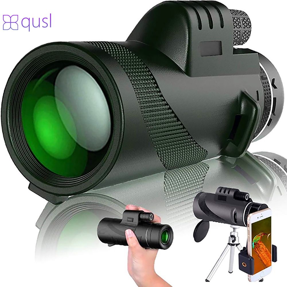 80X100 HD Zoom Tripod Monocular Telescope Day/Night Vision Camping Phone Clip (In stock)