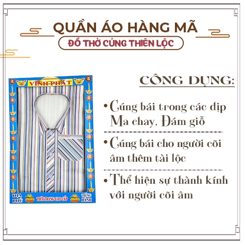 Combo Cúng Quần Áo Sơ Mi Sọc Cao Cấp Hàng Mã Đồ Thờ Cúng Thiên Lộc