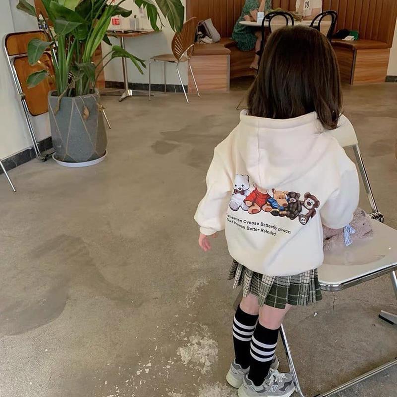 Áo nỉ hoddie cho bé trai bé gái thu đông có mũ hai lớp ấm áp hình 5 con gấu hàng Quảng Châu cao cấp JIMADO TB55222S5