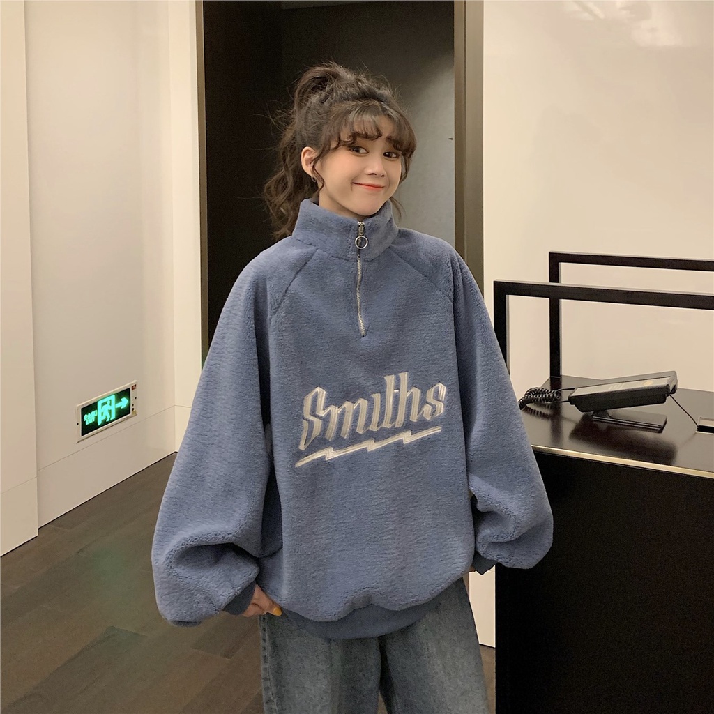 Áo Hoodie Dáng Rộng In Chữ Phong Cách Hàn Quốc Thời Trang Cho Nữ