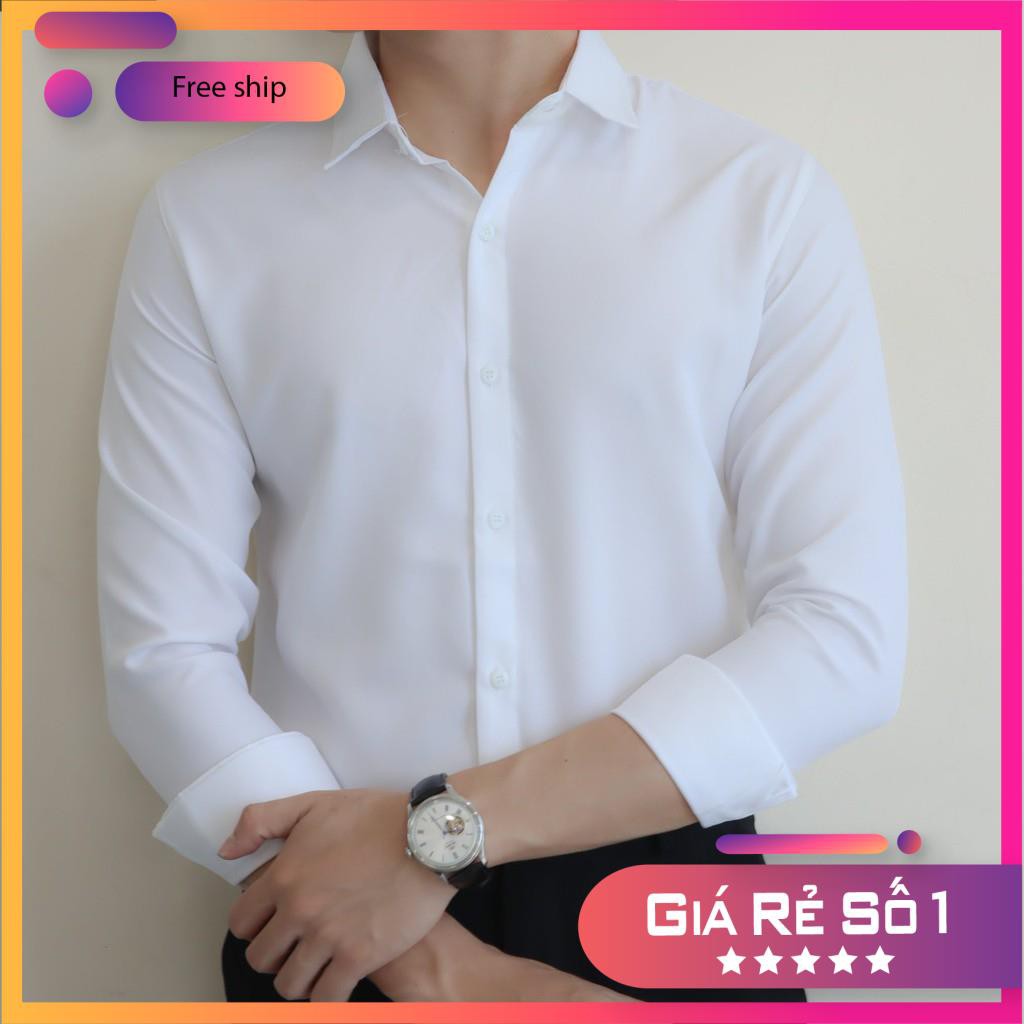 [ Miễn Phí Vận Chuyển ] Áo Sơ Mi Nam , Dáng Áo Công Sở Vải Lụa Cao Cấp ,Không Nhăn, Thấm Hút Mồ Hôi | BigBuy360 - bigbuy360.vn