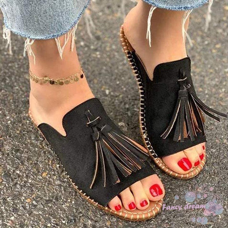 Dép Sandal Xỏ Ngón Đi Biển Chống Trượt Quai Tua Rua